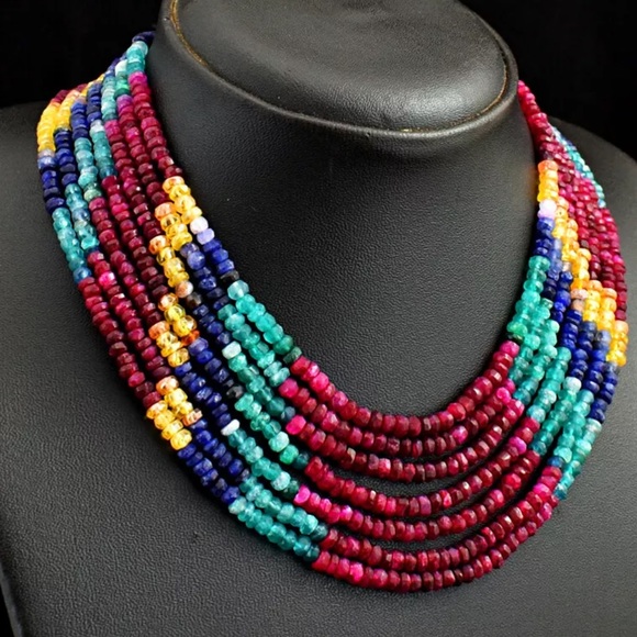 500 carats of Natural mined gemstone necklace - Ruby, sapphire, emerald, citrine - Picture 3 of 6